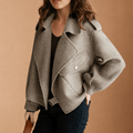 Kurtka Damska | Krój Cropped z Asymetrycznie Zamkiem - Arkadya Outlet - Jackets