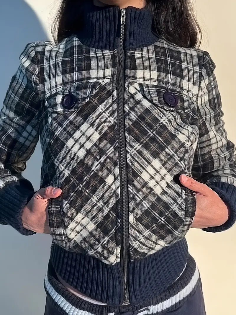 Kurtka damska krótka – kratka, wysoki kołnierz - Arkadya Outlet - Women Jacket