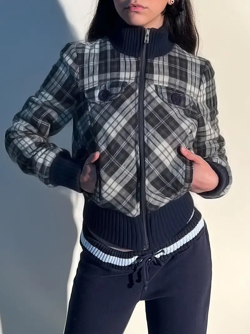 Kurtka damska krótka – kratka, wysoki kołnierz - Arkadya Outlet - Women Jacket