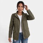 Kurtka Damska | Luźny krój z zamkiem i kieszeniami naszywanymi - Arkadya Outlet - Jackets