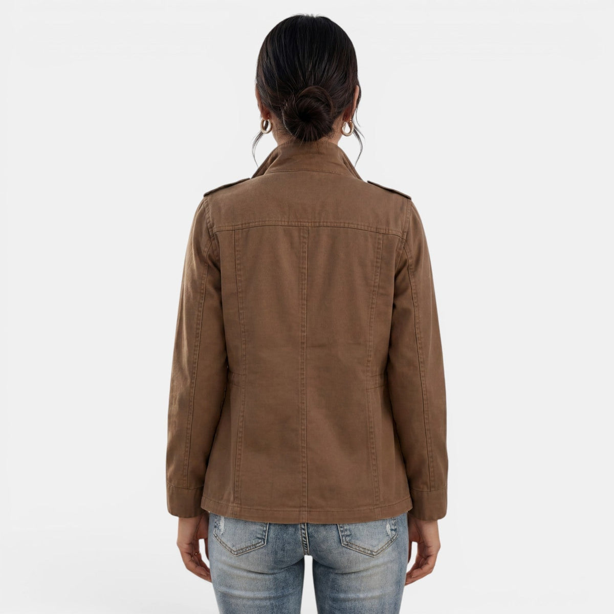 Kurtka Damska | Luźny krój z zamkiem i kieszeniami naszywanymi - Arkadya Outlet - Jackets