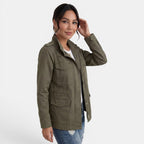 Kurtka Damska | Luźny krój z zamkiem i kieszeniami naszywanymi - Arkadya Outlet - Jackets