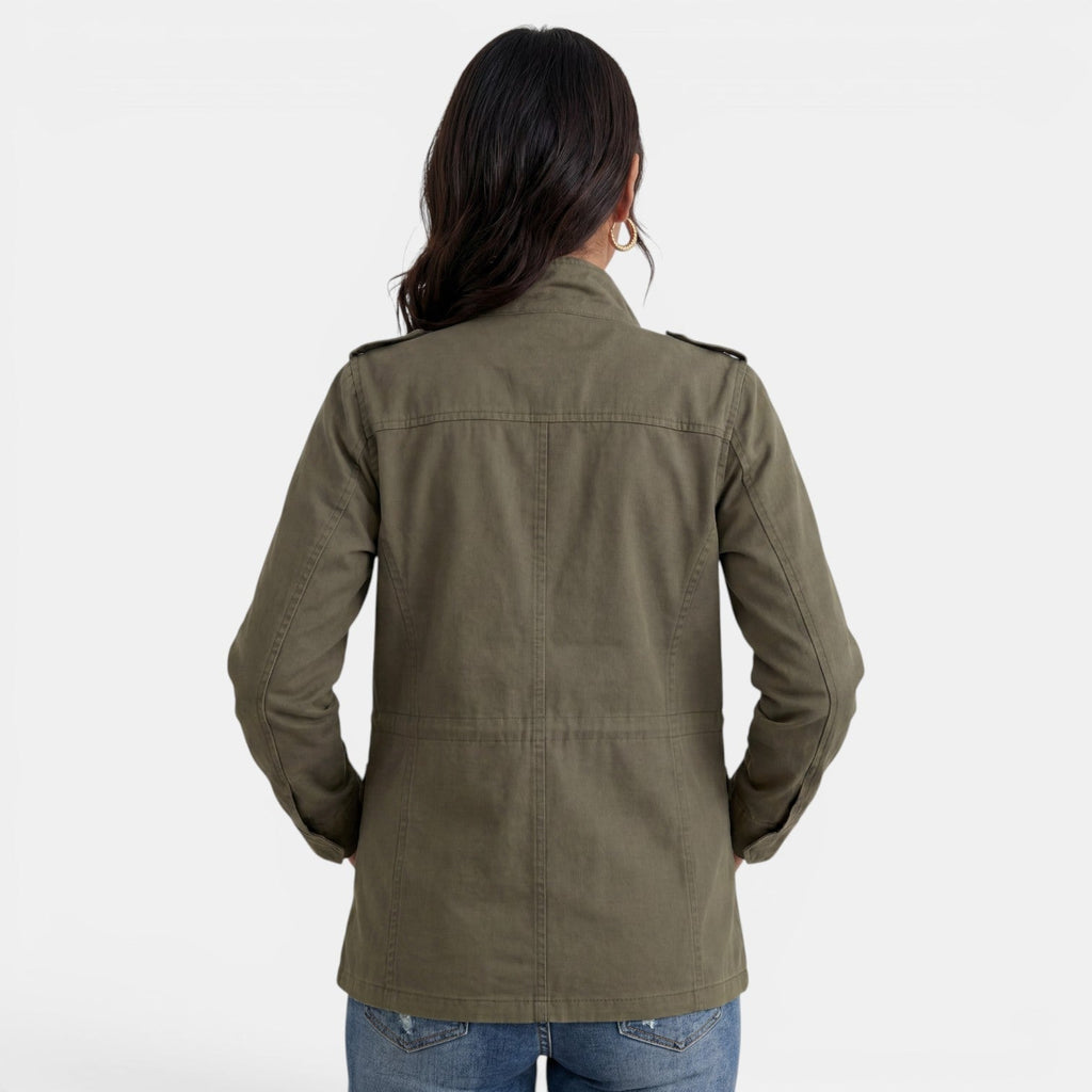Kurtka Damska | Luźny krój z zamkiem i kieszeniami naszywanymi - Arkadya Outlet - Jackets