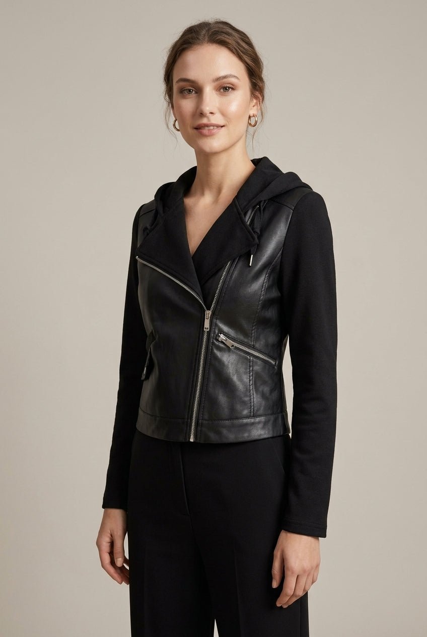 Kurtka Damska Motocyklowa | Kaptur i asymetryczne zamknięcie z przodu - Arkadya Outlet - Jackets