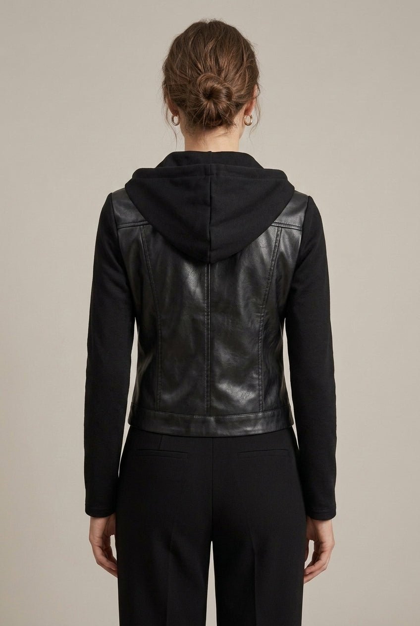 Kurtka Damska Motocyklowa | Kaptur i asymetryczne zamknięcie z przodu - Arkadya Outlet - Jackets