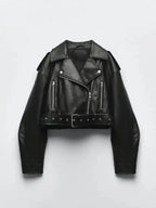 Kurtka damska oversize z paskiem w talii - Arkadya Outlet - Women Jacket