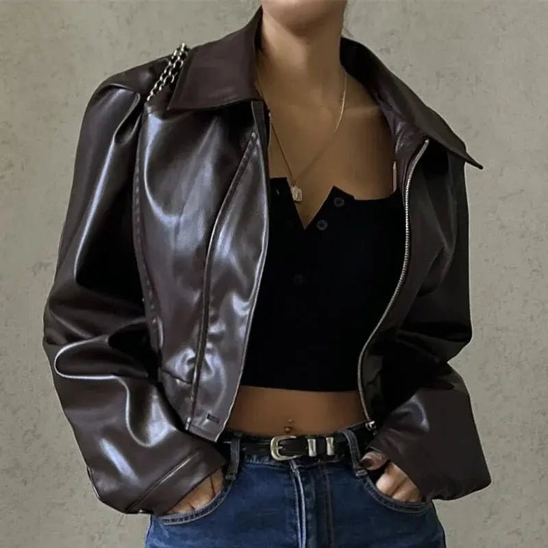 Kurtka damska oversize z zamkiem i kołnierzem - Arkadya Outlet - Women Jacket