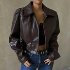 Kurtka damska oversize z zamkiem i kołnierzem - Arkadya Outlet - Women Jacket