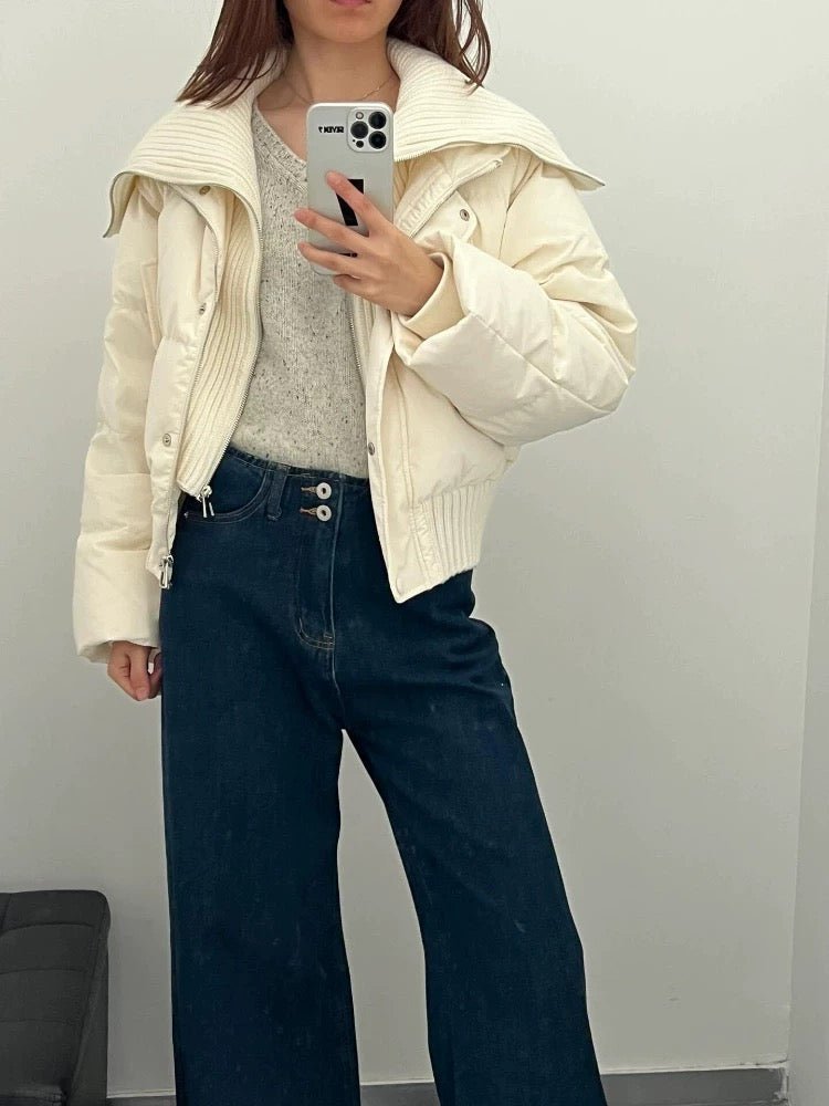 Kurtka Damska Pikowana | Luźny Krój z Wysokim Kołnierzem - Arkadya Outlet - Jackets