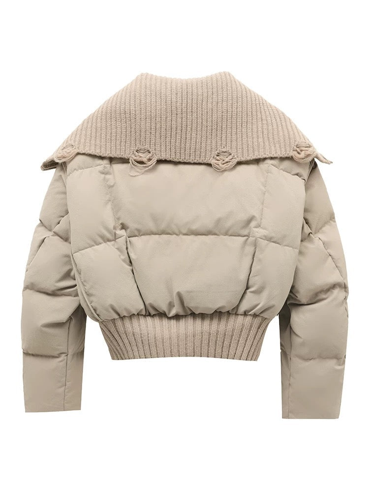 Kurtka Damska Pikowana | Luźny Krój z Wysokim Kołnierzem - Arkadya Outlet - Jackets