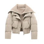 Kurtka Damska Pikowana | Luźny Krój z Wysokim Kołnierzem - Arkadya Outlet - Jackets
