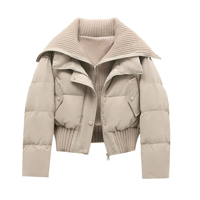 Kurtka Damska Pikowana | Luźny Krój z Wysokim Kołnierzem - Arkadya Outlet - Jackets