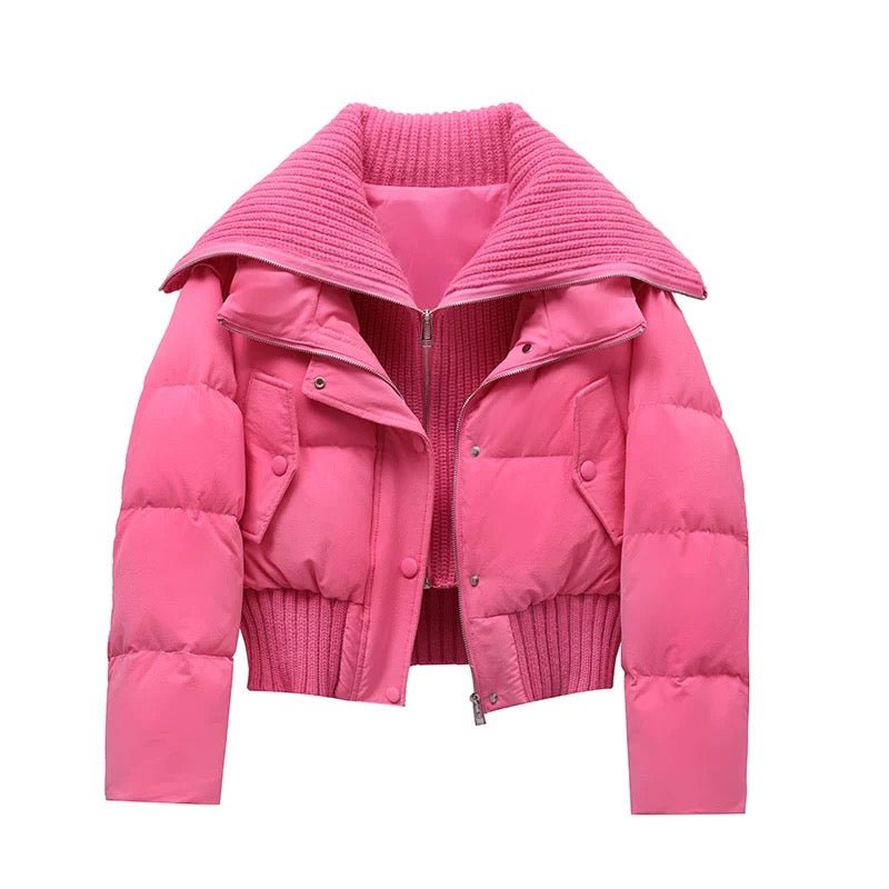 Kurtka Damska Pikowana | Luźny Krój z Wysokim Kołnierzem - Arkadya Outlet - Jackets