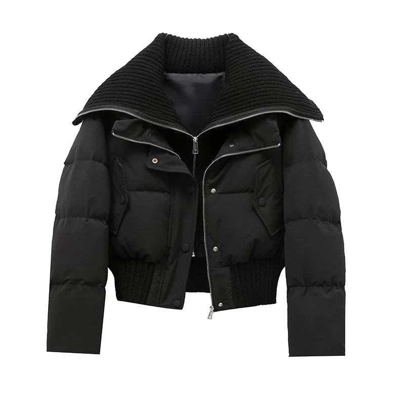 Kurtka Damska Pikowana | Luźny Krój z Wysokim Kołnierzem - Arkadya Outlet - Jackets