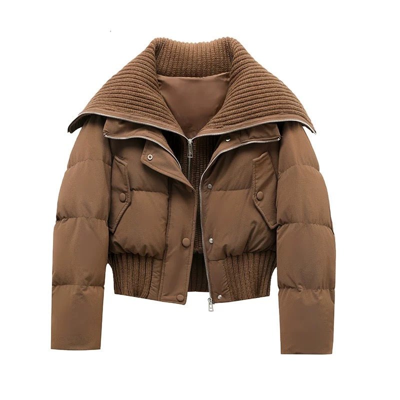 Kurtka Damska Pikowana | Luźny Krój z Wysokim Kołnierzem - Arkadya Outlet - Jackets