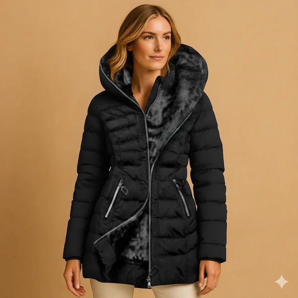 Kurtka Damska | Pikowana z Kapturem i Ciepłą Podszewką - Arkadya Outlet - Jackets