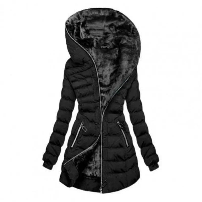 Kurtka Damska | Pikowana z Kapturem i Ciepłą Podszewką - Arkadya Outlet - Jackets