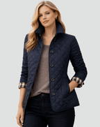 Kurtka Damska | Pikowany wzór w romby z guzikami z przodu - Arkadya Outlet - Jackets