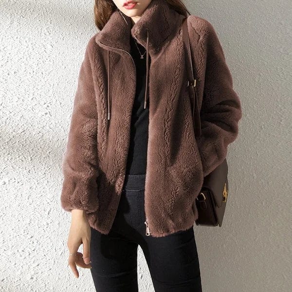 Kurtka Damska | Polar z Golfem i Zamkiem na Całej Długości - Arkadya Outlet - Jackets