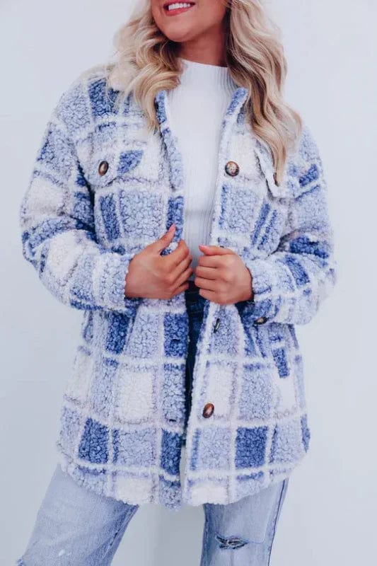 Kurtka Damska Polarowa | Krój Oversize z Guzikami z Przodu - Arkadya Outlet - Jackets