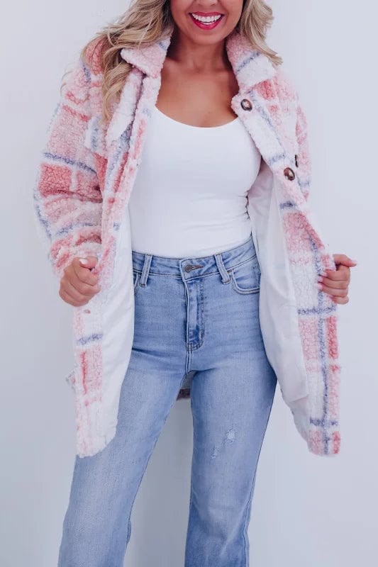 Kurtka Damska Polarowa | Krój Oversize z Guzikami z Przodu - Arkadya Outlet - Jackets