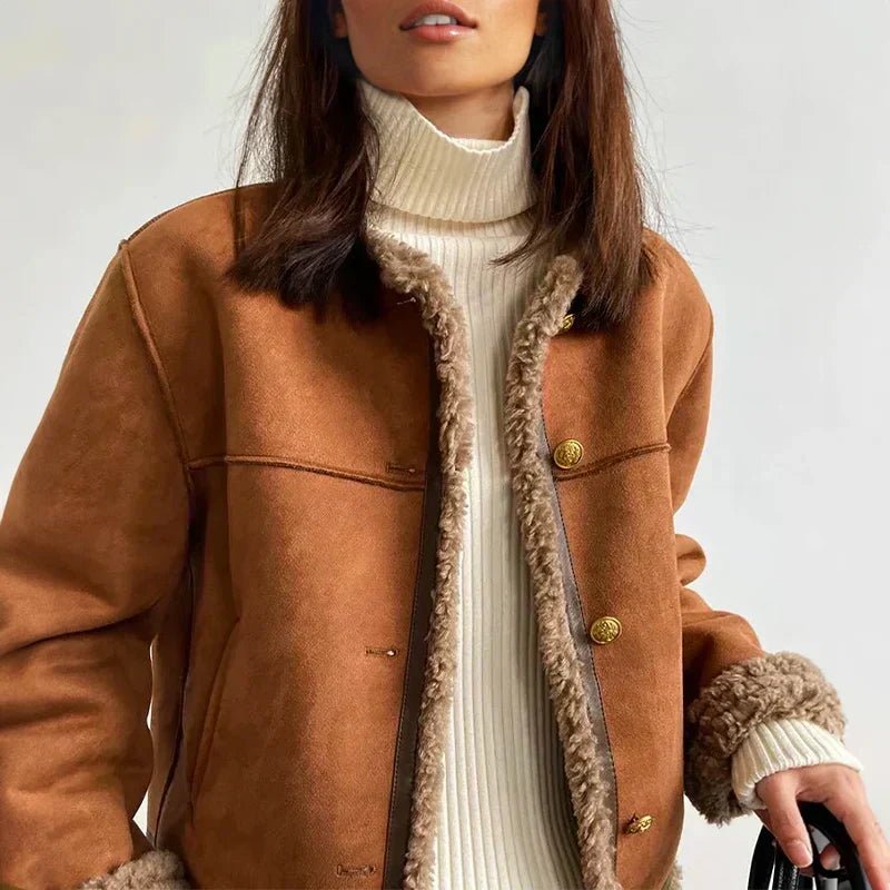 Kurtka Damska | Regularny krój z guzikami i podszewką ze sztucznego - Arkadya Outlet - Jackets
