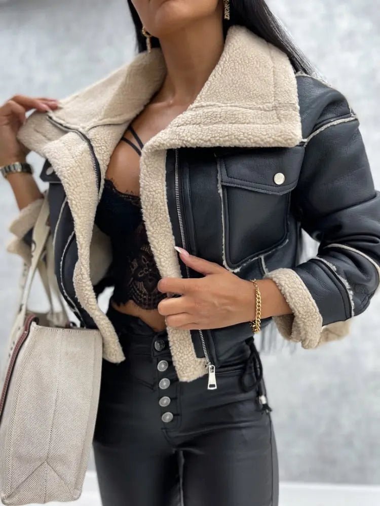 Kurtka damska z zamkiem i kieszeniami - Arkadya Outlet - Women Jacket