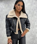 Kurtka damska z zamkiem i kieszeniami - Arkadya Outlet - Women Jacket