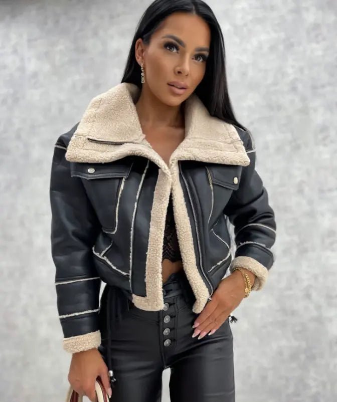 Kurtka damska z zamkiem i kieszeniami - Arkadya Outlet - Women Jacket
