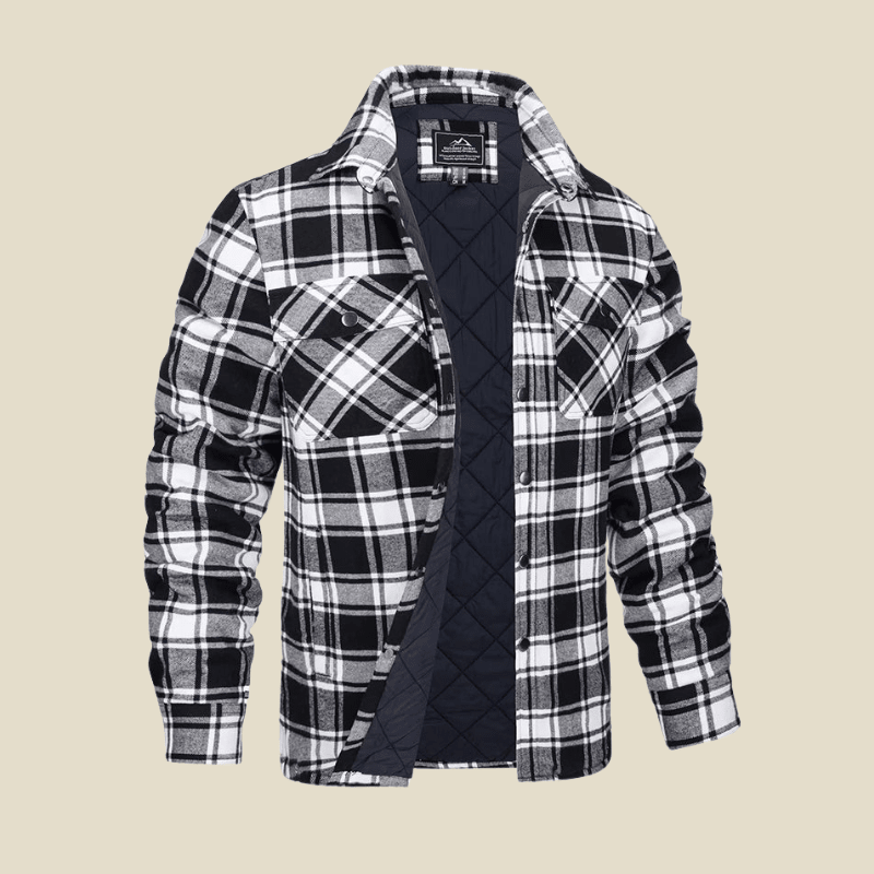 Kurtka Koszulowa Męska | Pikowana Podszewka i Kołnierz z Guzikami - Arkadya Outlet - Jackets