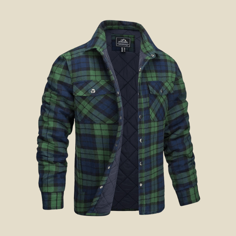 Kurtka Koszulowa Męska | Pikowana Podszewka i Kołnierz z Guzikami - Arkadya Outlet - Jackets