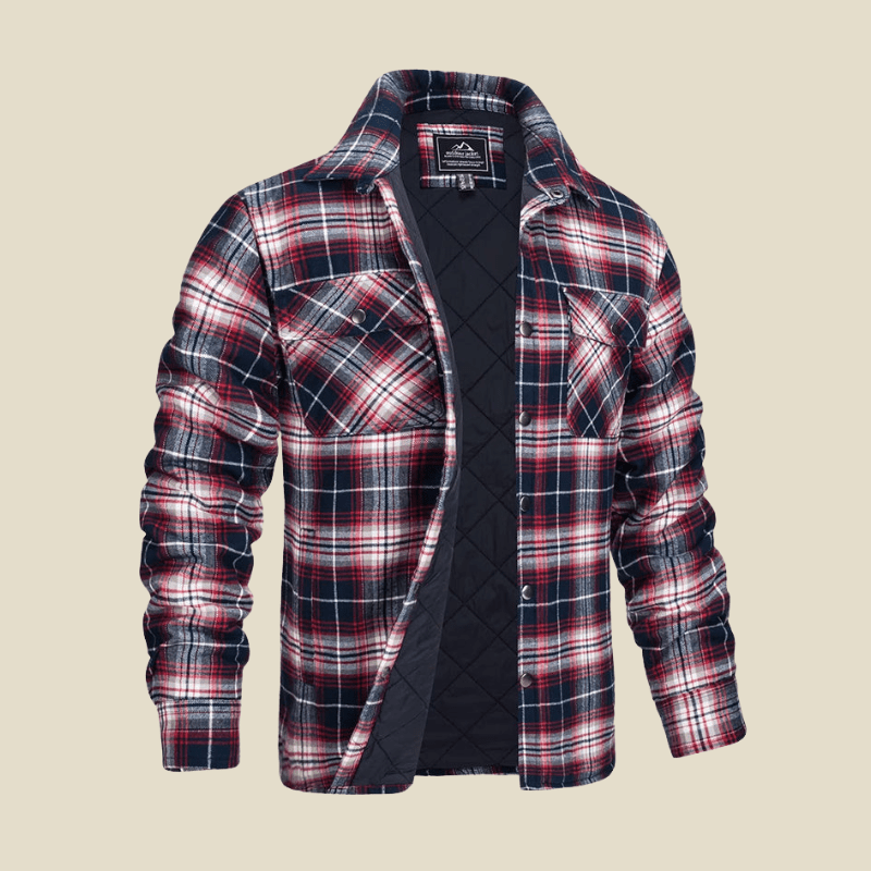 Kurtka Koszulowa Męska | Pikowana Podszewka i Kołnierz z Guzikami - Arkadya Outlet - Jackets