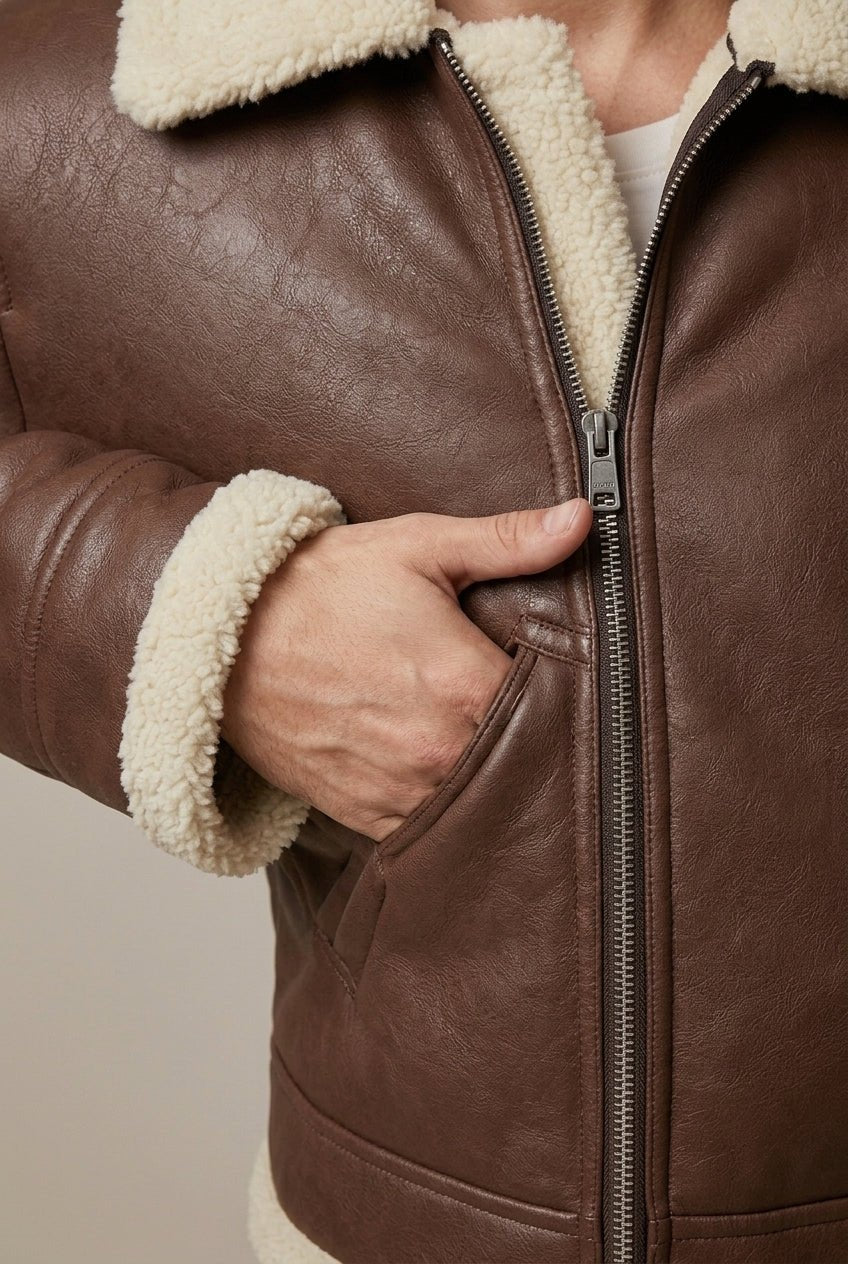 Kurtka Męska Aviator | Regularny krój z regulowanym paskiem - Arkadya Outlet - Jackets
