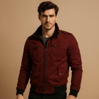 Kurtka Męska Bomber | Wysoki Kołnierz i Kieszenie na Zamek - Arkadya Outlet - Jackets