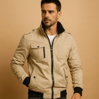 Kurtka Męska Bomber | Wysoki Kołnierz i Kieszenie na Zamek - Arkadya Outlet - Jackets