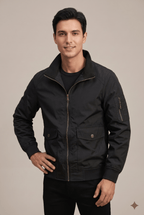 Kurtka Męska Bomber | Zamek, Stójka i Kieszenie z Klapką - Arkadya Outlet - Jackets