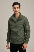 Kurtka Męska Bomber | Zamek, Stójka i Kieszenie z Klapką - Arkadya Outlet - Jackets