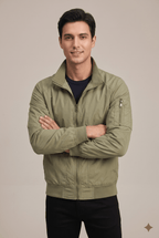 Kurtka Męska Bomber | Zamek, Stójka i Kieszenie z Klapką - Arkadya Outlet - Jackets