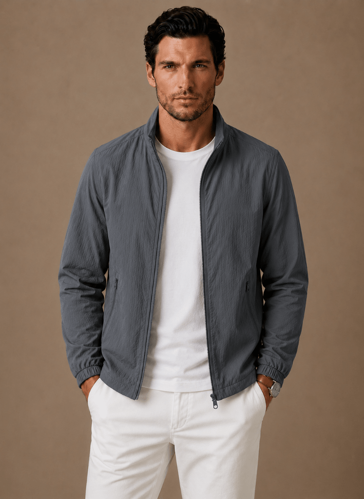 Kurtka Męska Bomberka | Regularny krój z zamkiem i siatkową podszewką - Arkadya Outlet - Jackets