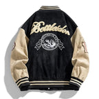 Kurtka męska college | Klasyczny krój z naszywkami i prążkowanym - Arkadya Outlet - Jackets