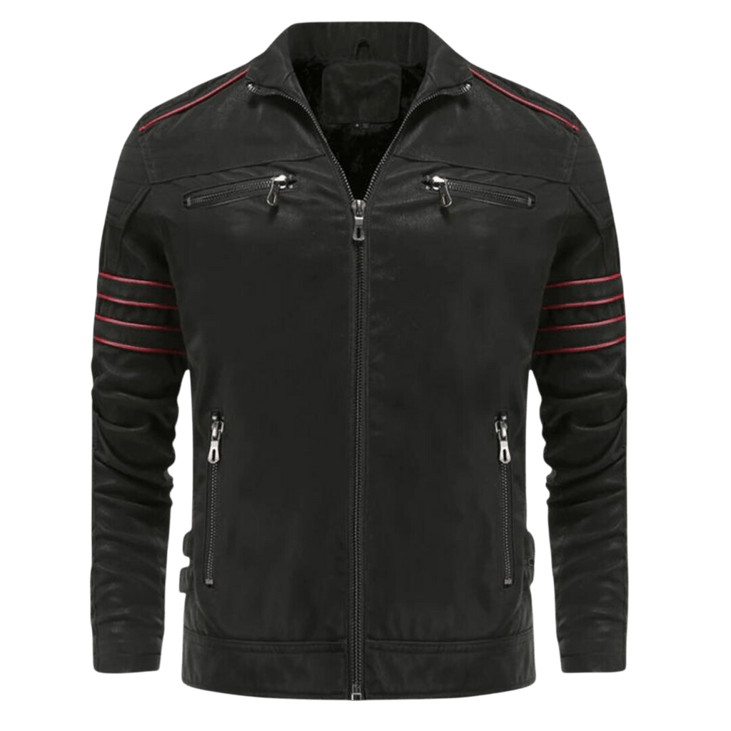 Kurtka męska dopasowany krój stójka kieszenie na zamek paski - Arkadya Outlet - Men Jacket