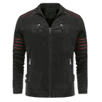 Kurtka męska dopasowany krój stójka kieszenie na zamek paski - Arkadya Outlet - Men Jacket