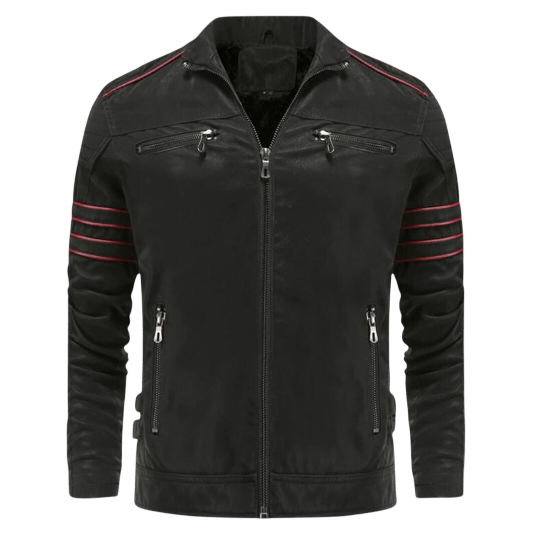 Kurtka męska dopasowany krój stójka kieszenie na zamek paski - Arkadya Outlet - Men Jacket