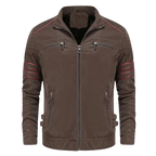 Kurtka męska dopasowany krój stójka kieszenie na zamek paski - Arkadya Outlet - Men Jacket