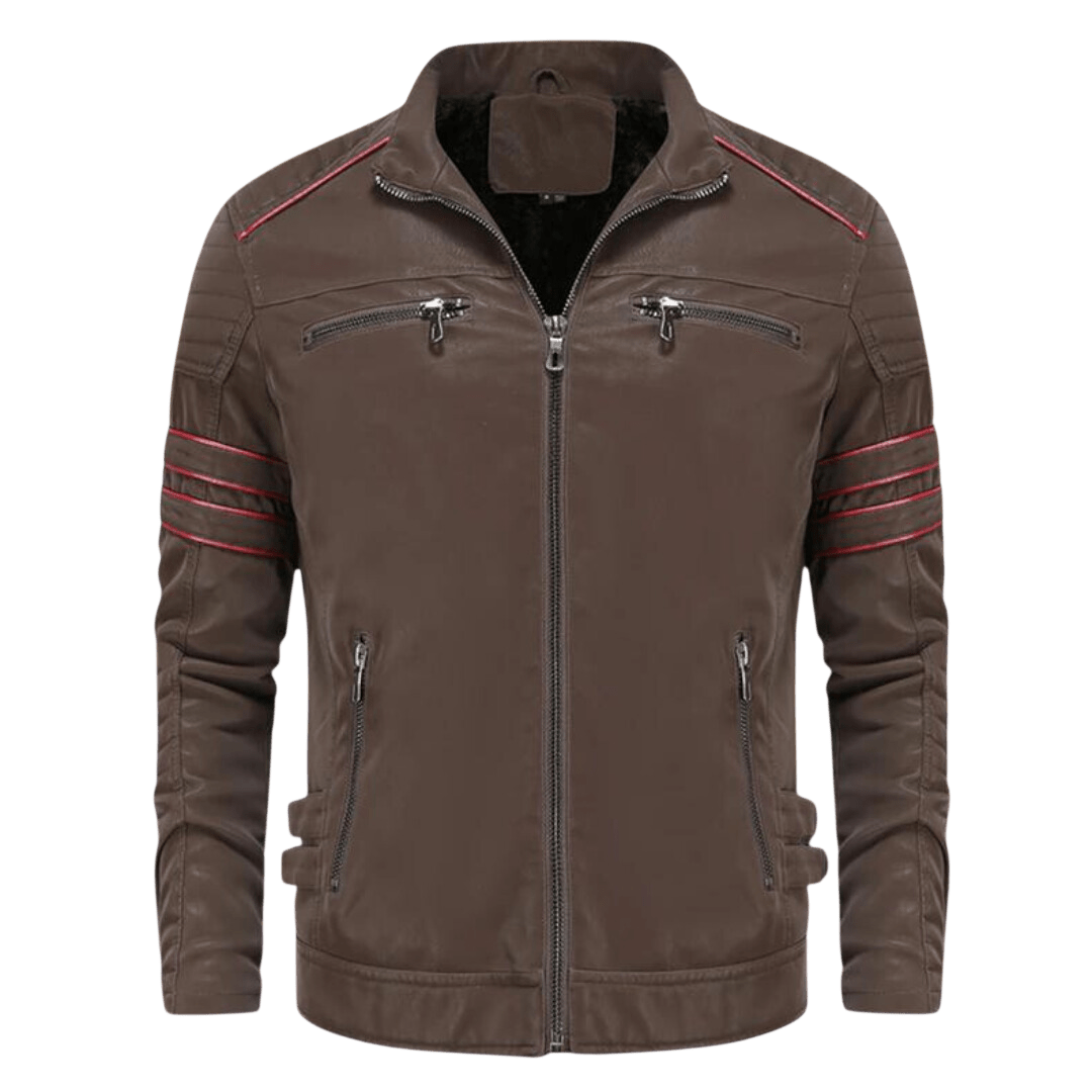 Kurtka męska dopasowany krój stójka kieszenie na zamek paski - Arkadya Outlet - Men Jacket