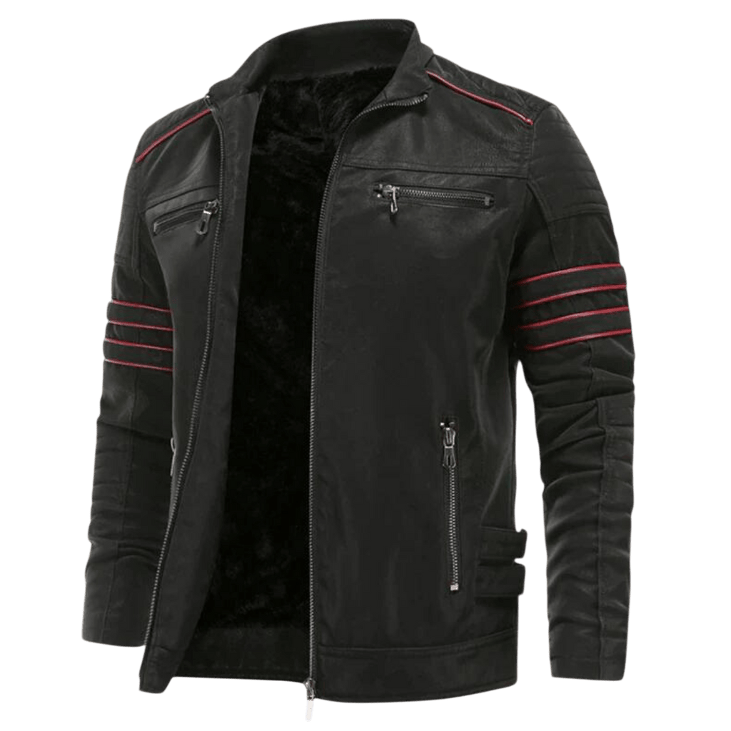 Kurtka męska dopasowany krój stójka kieszenie na zamek paski - Arkadya Outlet - Men Jacket