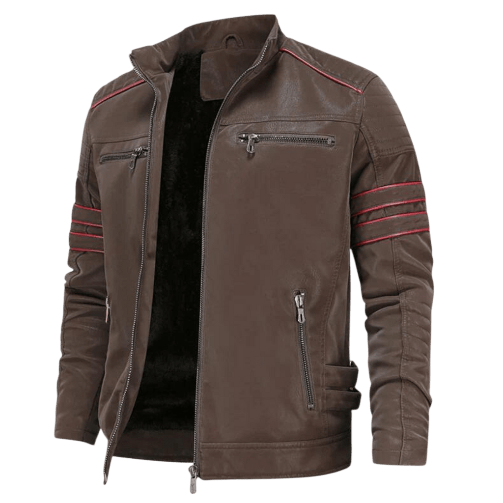 Kurtka męska dopasowany krój stójka kieszenie na zamek paski - Arkadya Outlet - Men Jacket