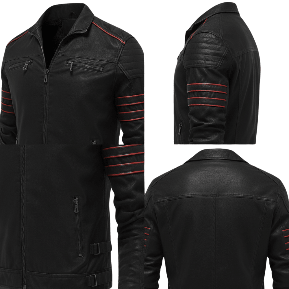 Kurtka męska dopasowany krój stójka kieszenie na zamek paski - Arkadya Outlet - Men Jacket