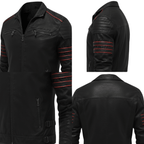 Kurtka męska dopasowany krój stójka kieszenie na zamek paski - Arkadya Outlet - Men Jacket