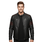 Kurtka męska dopasowany krój stójka kieszenie na zamek paski - Arkadya Outlet - Men Jacket